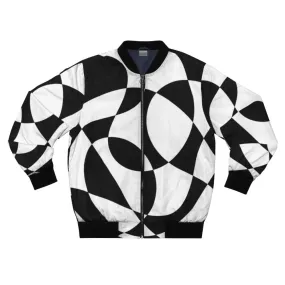 1960s Black and White Abstract Bomber Jacket