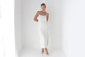 1990s Sonia Rykiel Minimal Ivory Crepe Slip Dress