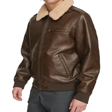 A001 Men Real Leather Brown Bomber Jacket