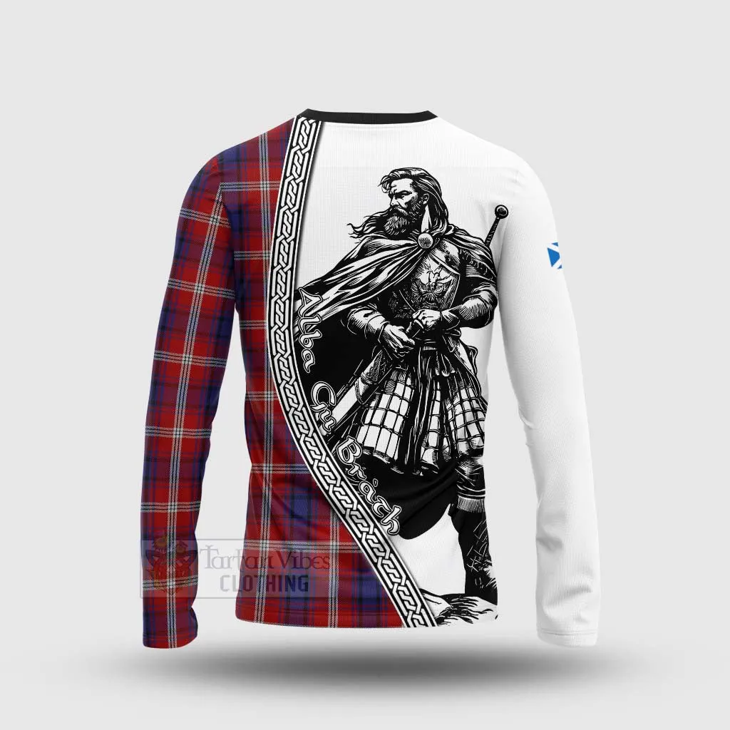 Ainslie Tartan Clan Crest Long Sleeve T-Shirt with Highlander Warrior Celtic Style