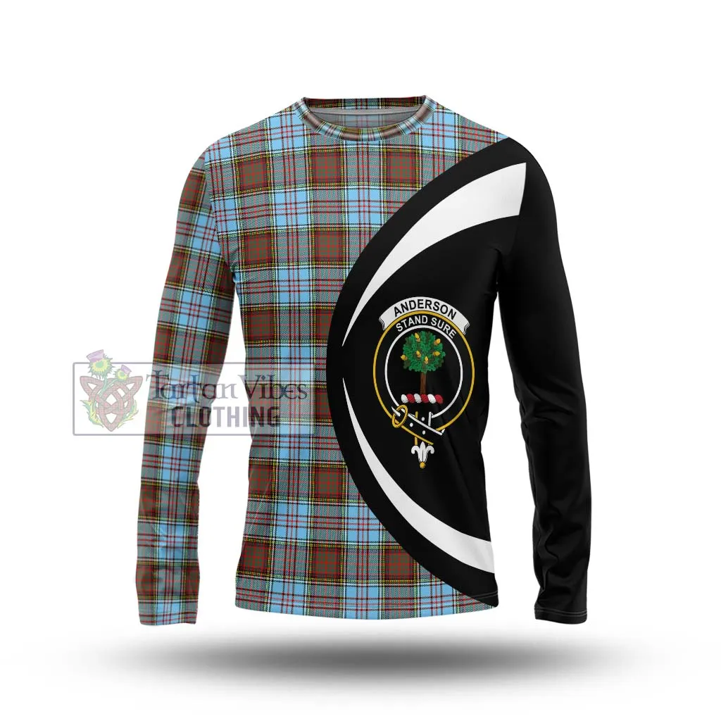 Anderson Ancient Tartan Long Sleeve T-Shirt with Family Crest Circle Style