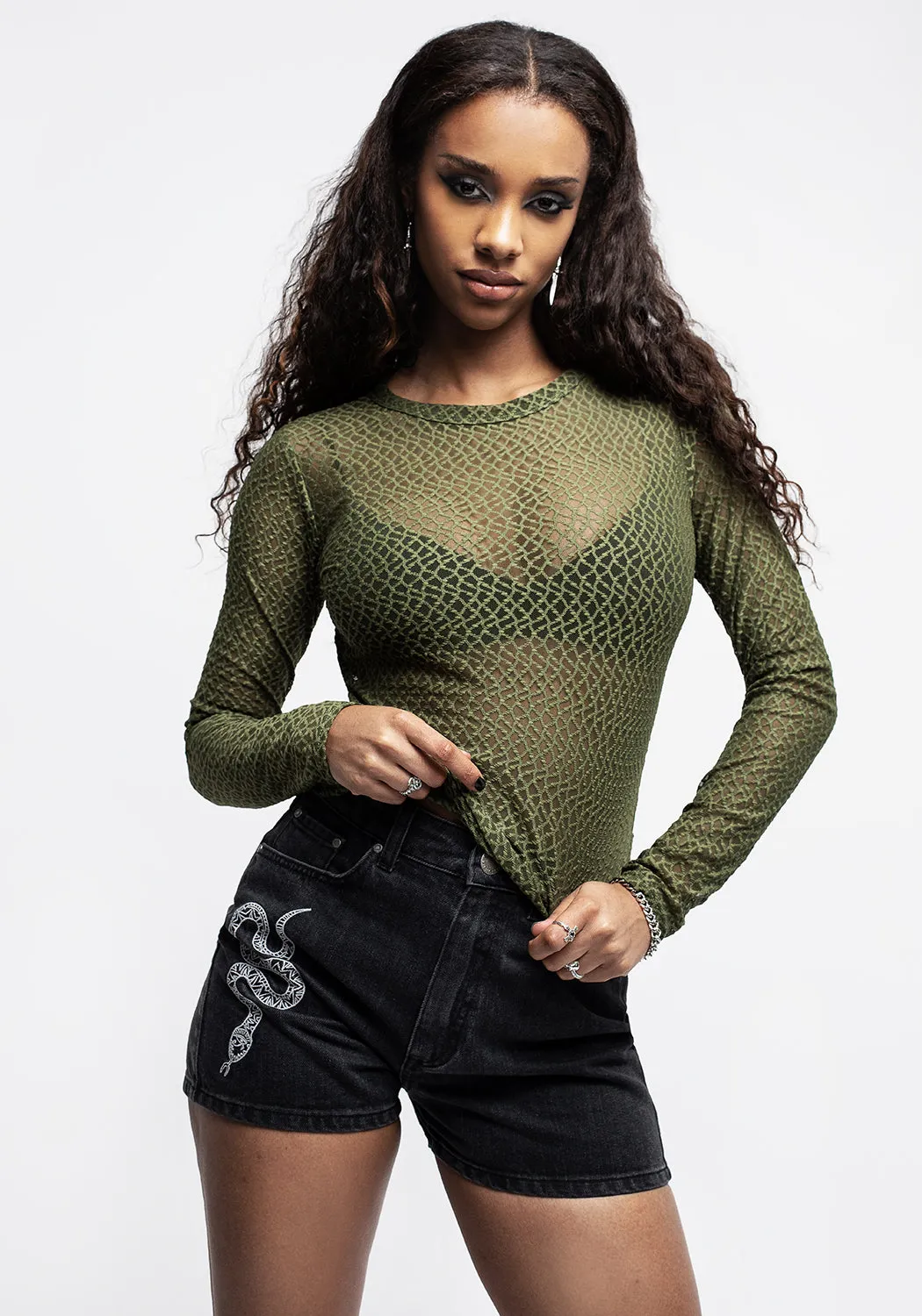 Anomie Green Mesh Top