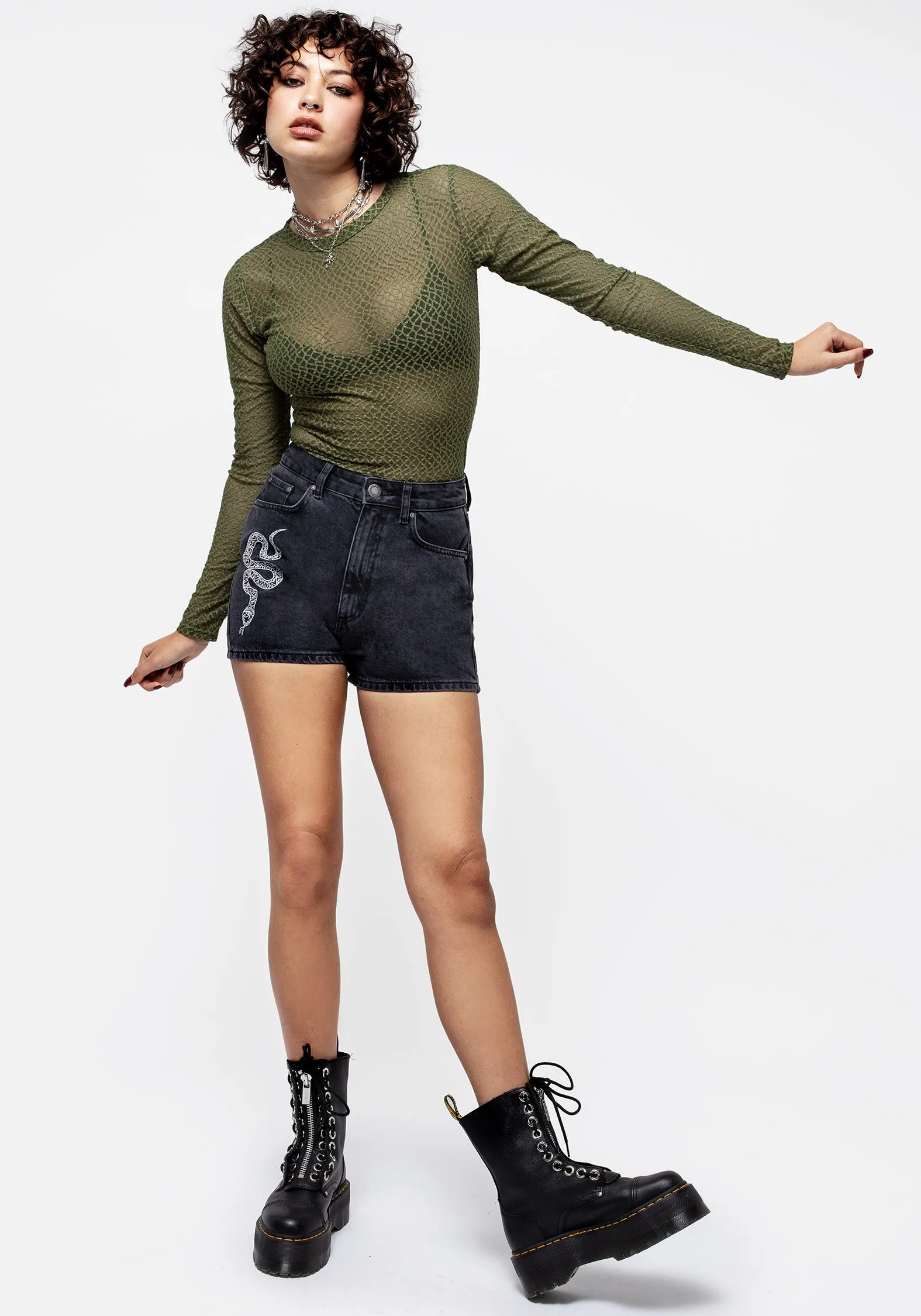 Anomie Green Mesh Top