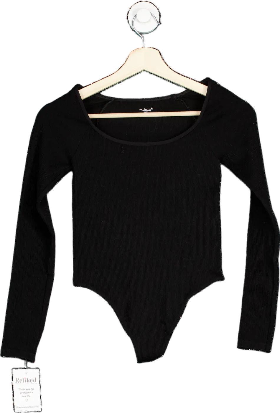 Anthropologie Out From Under Black Ribbed Long Sleeve Bodysuit M/L