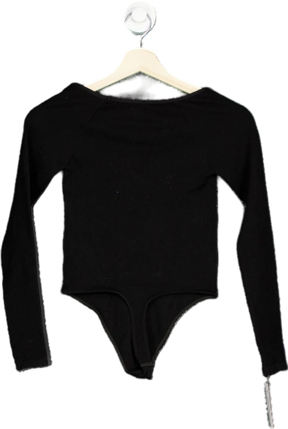 Anthropologie Out From Under Black Ribbed Long Sleeve Bodysuit M/L