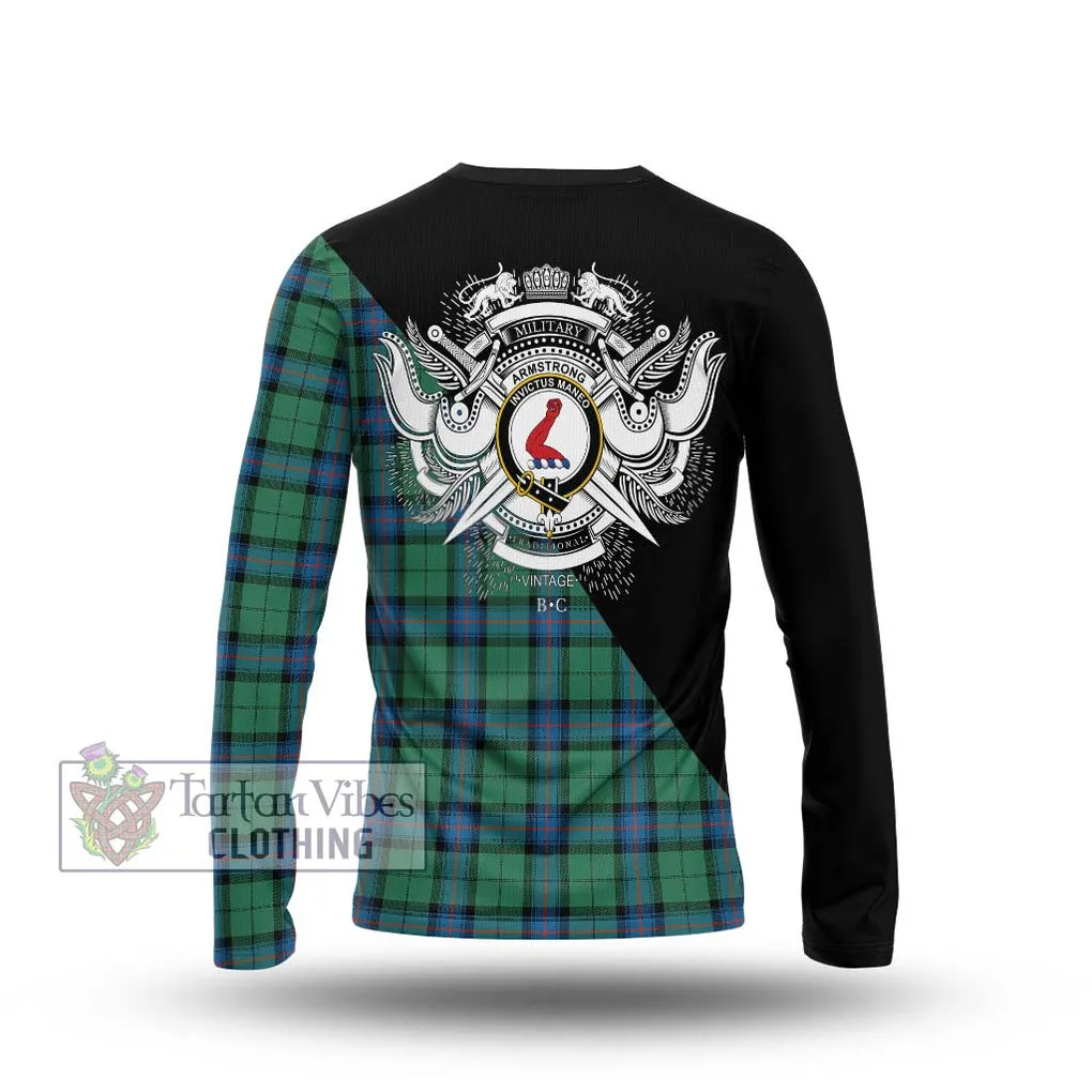 Armstrong Ancient Tartan Long Sleeve T-Shirt with Family Crest and Military Logo Style