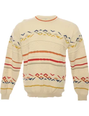 Aztec Off White Jumper - L