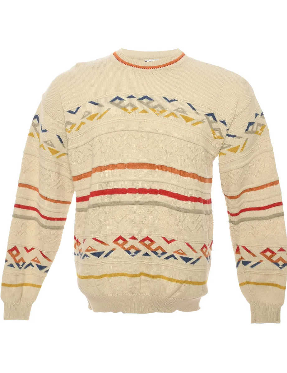 Aztec Off White Jumper - L