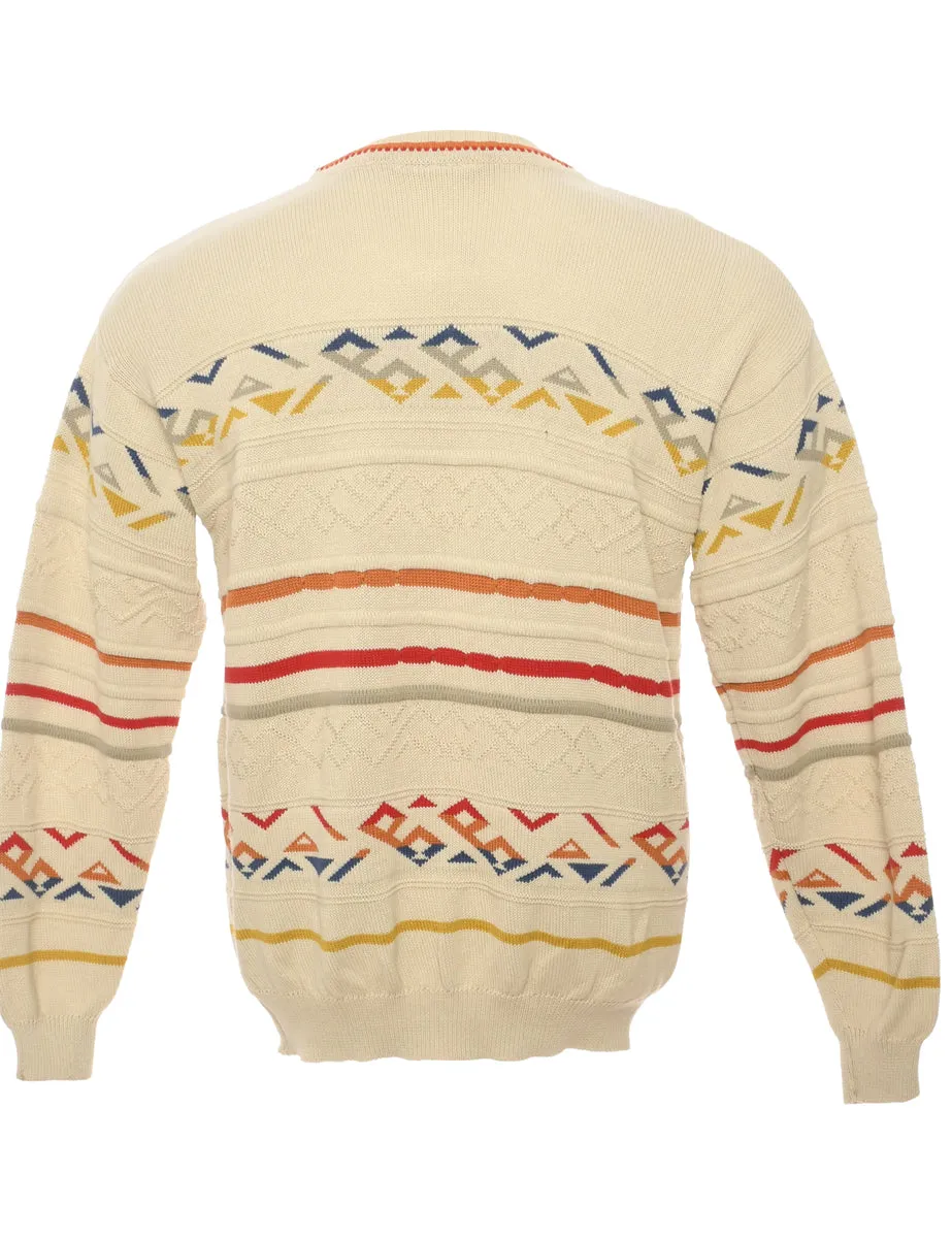 Aztec Off White Jumper - L