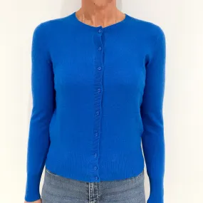 Azure Blue Cashmere Crew Neck Cardigan Small