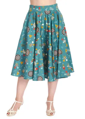 Banned Keep Em Flying 50's Swing Skirt Teal