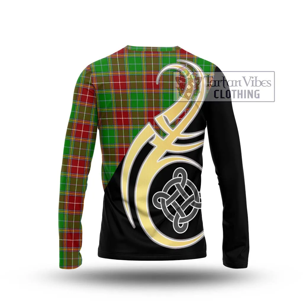 Baxter Modern Tartan Long Sleeve T-Shirt with Family Crest and Celtic Symbol Style