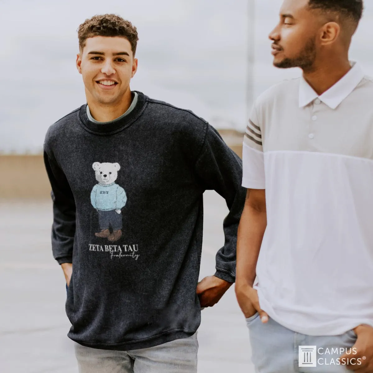 Beta Navy Sandwash Bear Crewneck