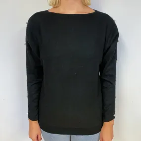 Black Cashmere Batwing Crew Neck Jumper Small