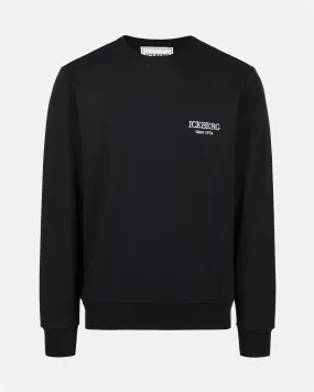 Black crewneck sweatshirt with embroidered Iceberg (Black) - I24E01163009000