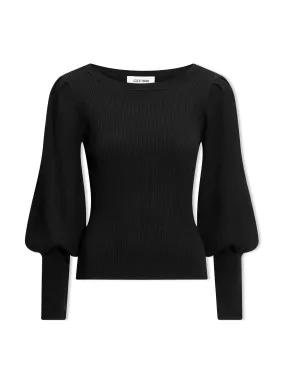 Black Eva wool boat neck jumper