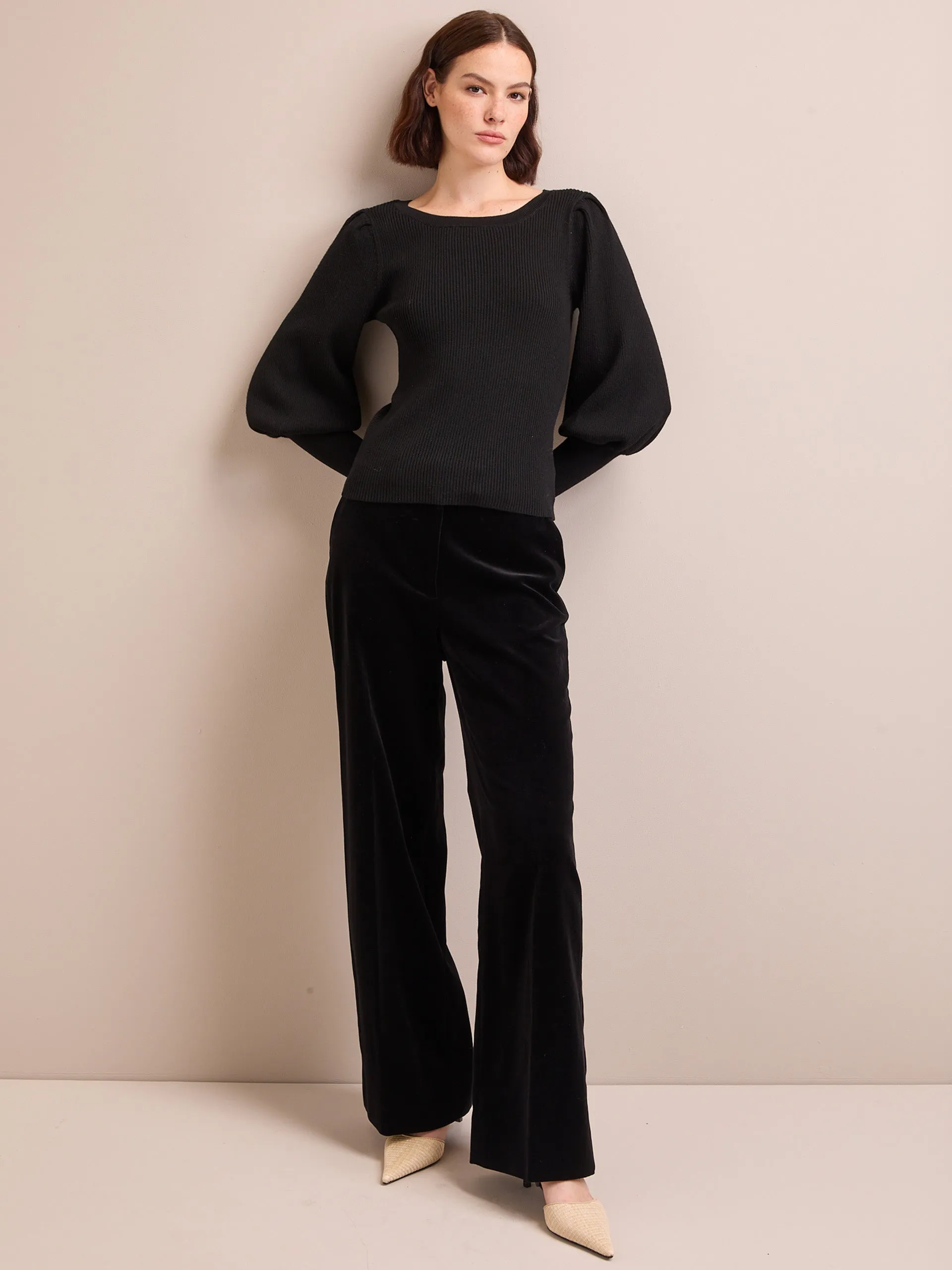 Black Eva wool boat neck jumper