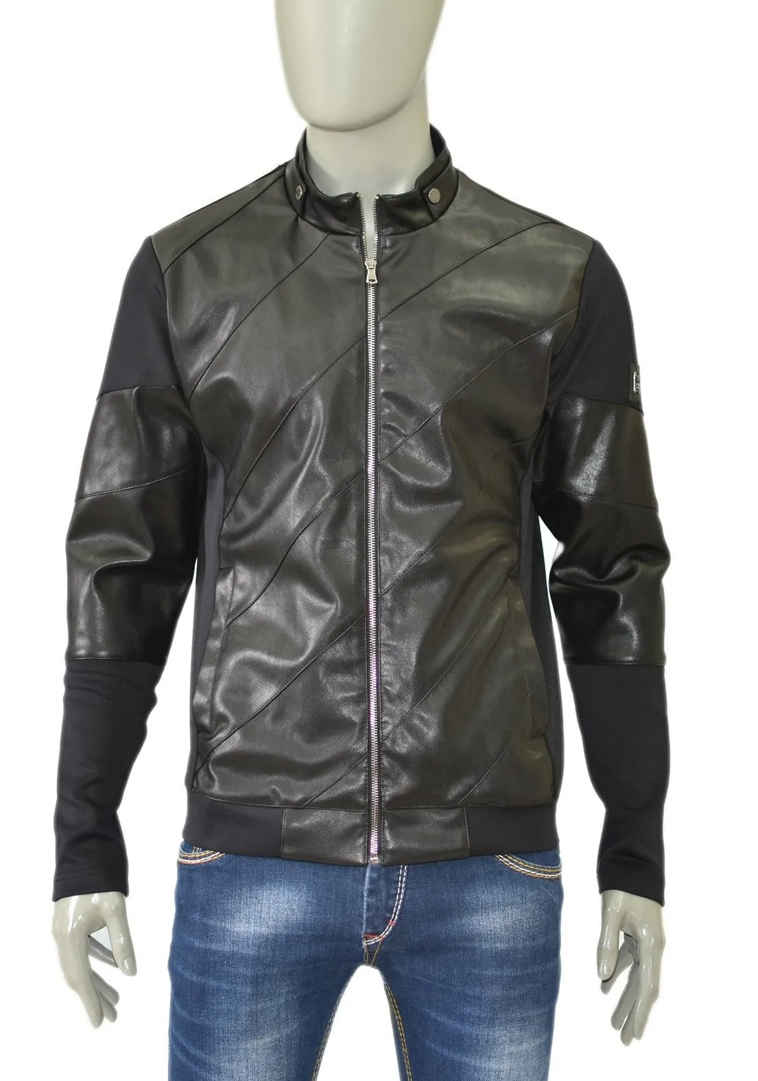 Black Techno Pu Leather Jacket