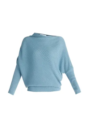 Blue Draped Knitted Jumper