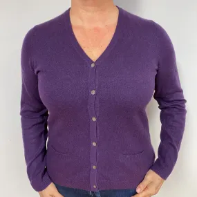 Blueberry Purple Cashmere V-Neck Cardigan Large