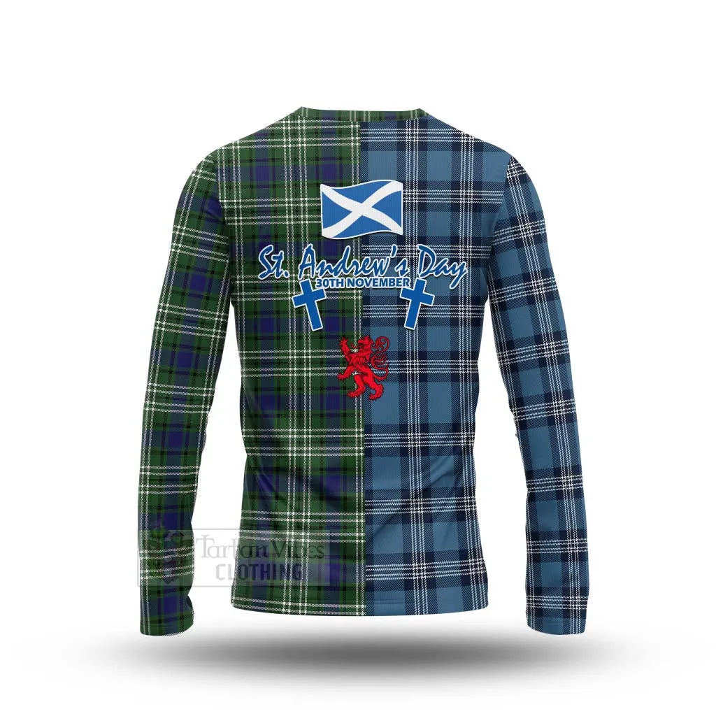 Blyth Tartan Long Sleeve T-Shirt Happy St. Andrew's Day Half Tartan Style