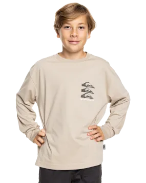 Boys Vintage Mix Long Sleeve T-Shirt in Plaza Taupe