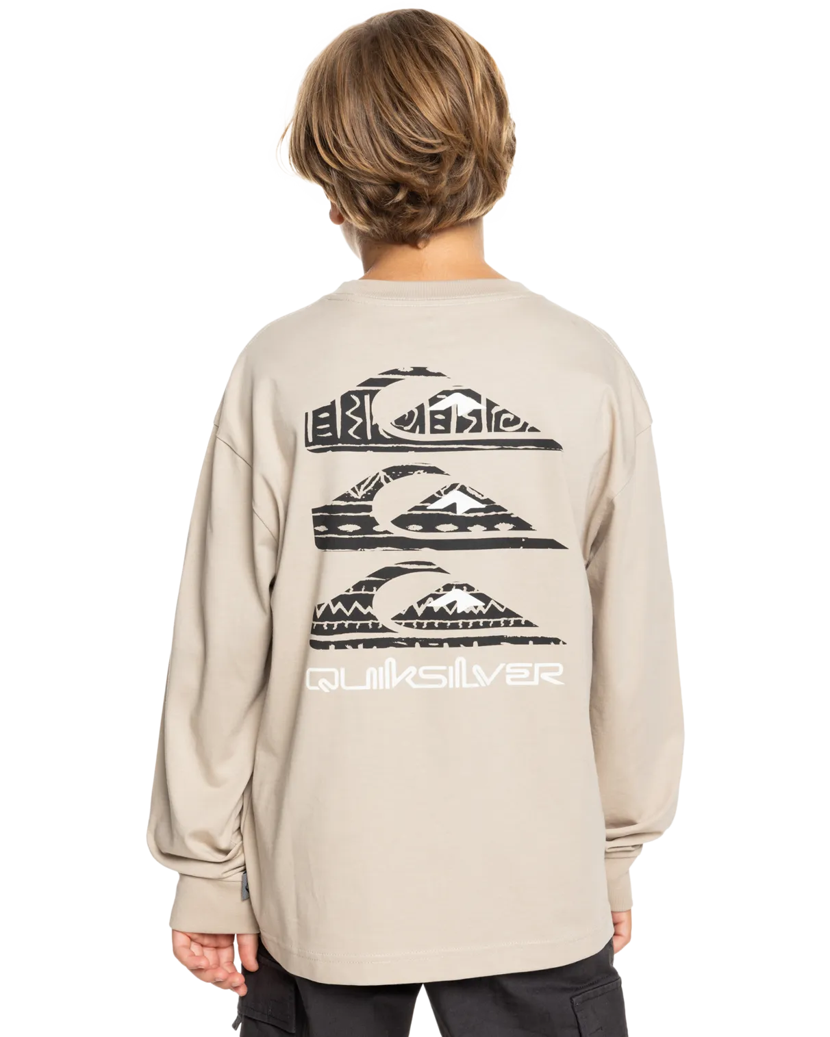 Boys Vintage Mix Long Sleeve T-Shirt in Plaza Taupe