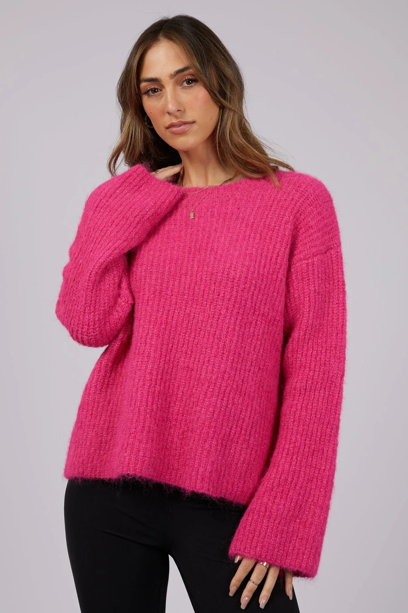 Brianna Pink Knit Sweater