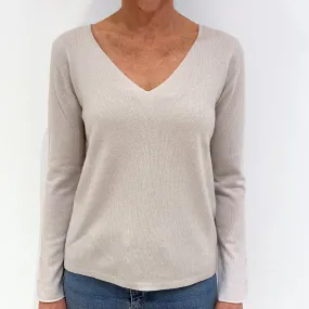 Brora Frost Grey Cashmere V-Neck Jumper Small