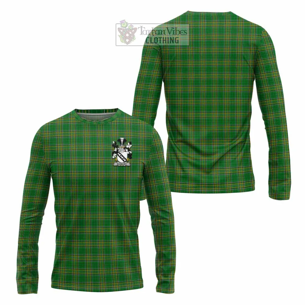 Bunbury Irish Clan Tartan Long Sleeve T-Shirt with Coat of Arms