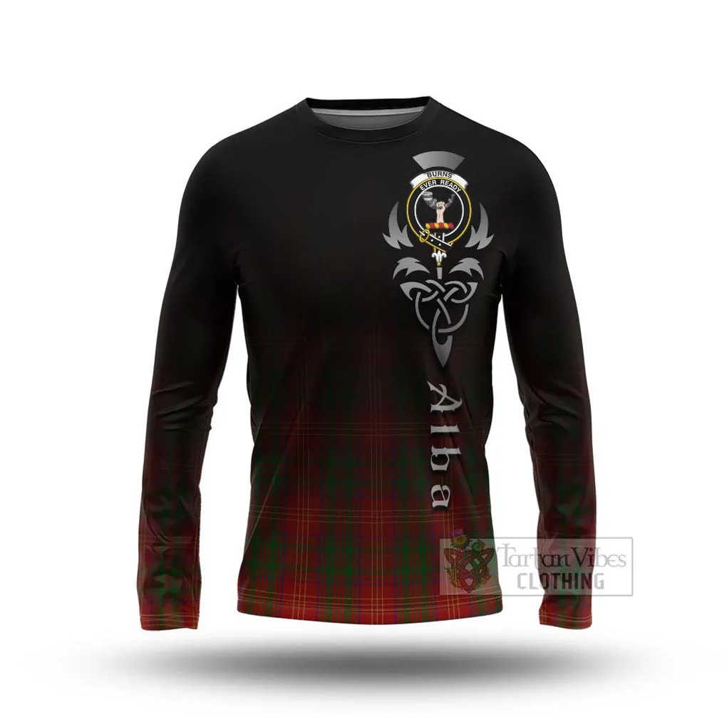 Burns Tartan Long Sleeve T-Shirt Featuring Alba Gu Brath Family Crest Celtic Inspired