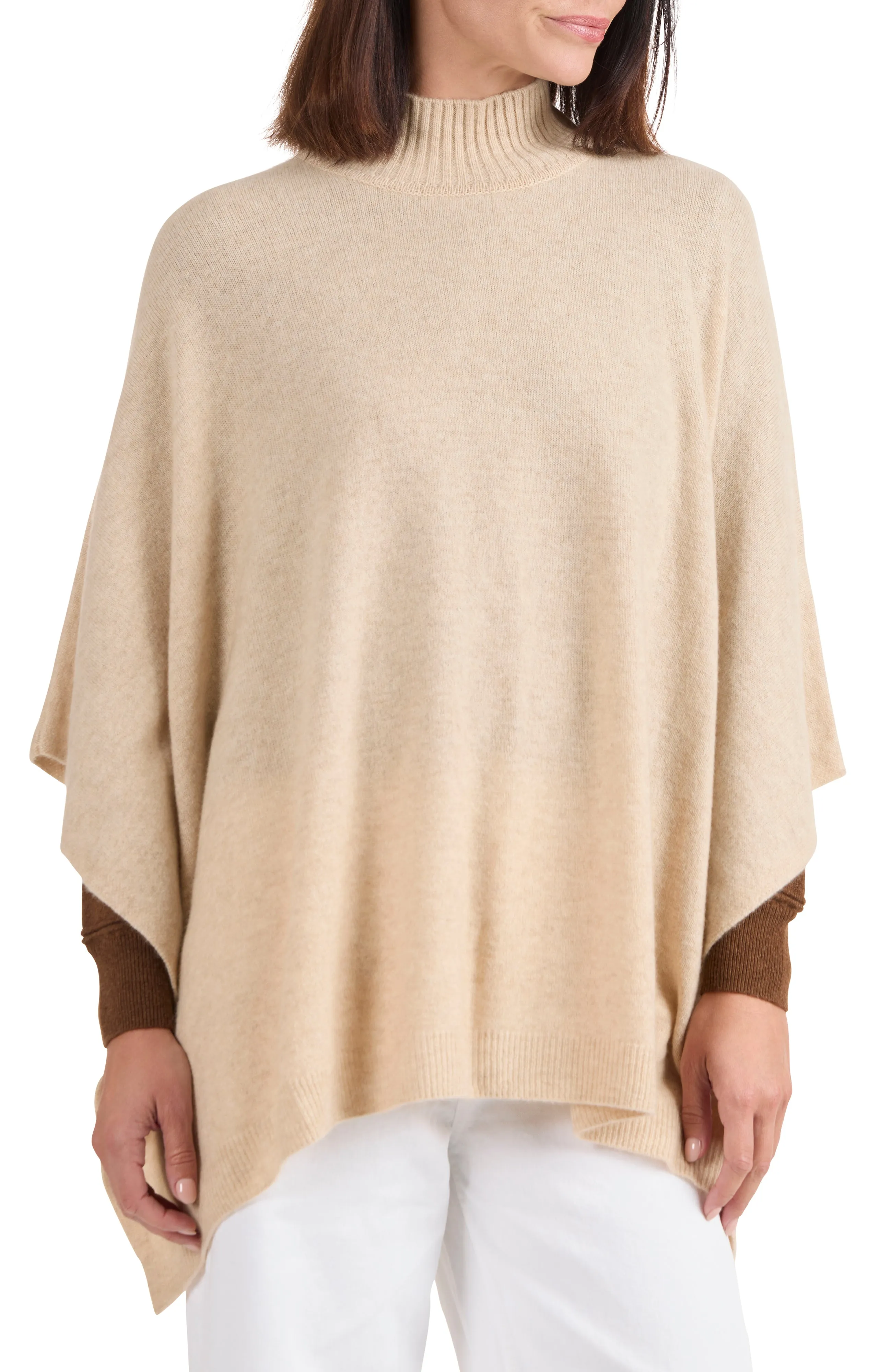 CASHMERE FUNNEL NECK PONCHO