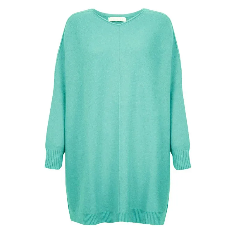 Cassi X Oversized Front Seam Jumper in Summer Turquoise