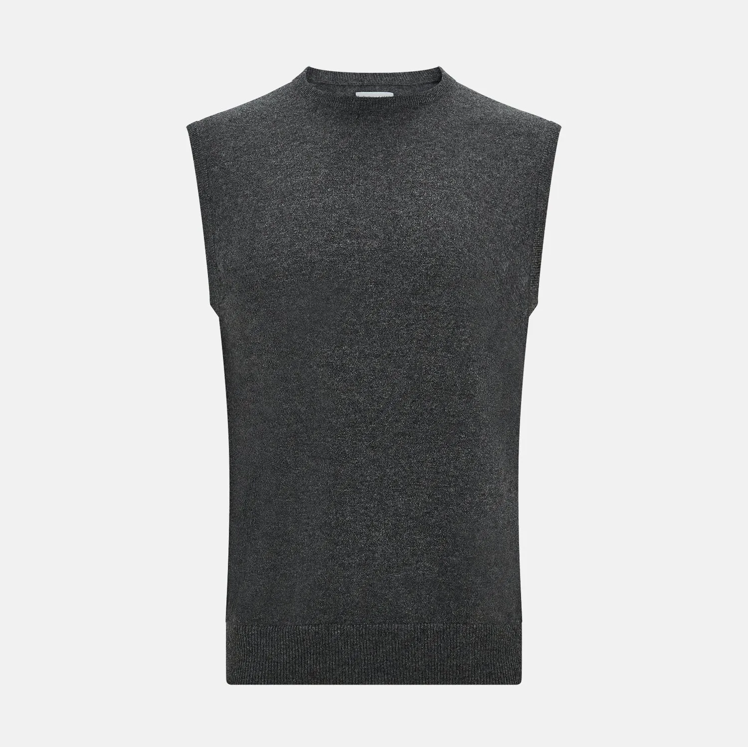 Charcoal Grey  Cashmere Round Neck Vest