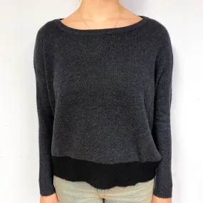 Charcoal Grey Slouchy Cashmere Crew Neck Jumper Small