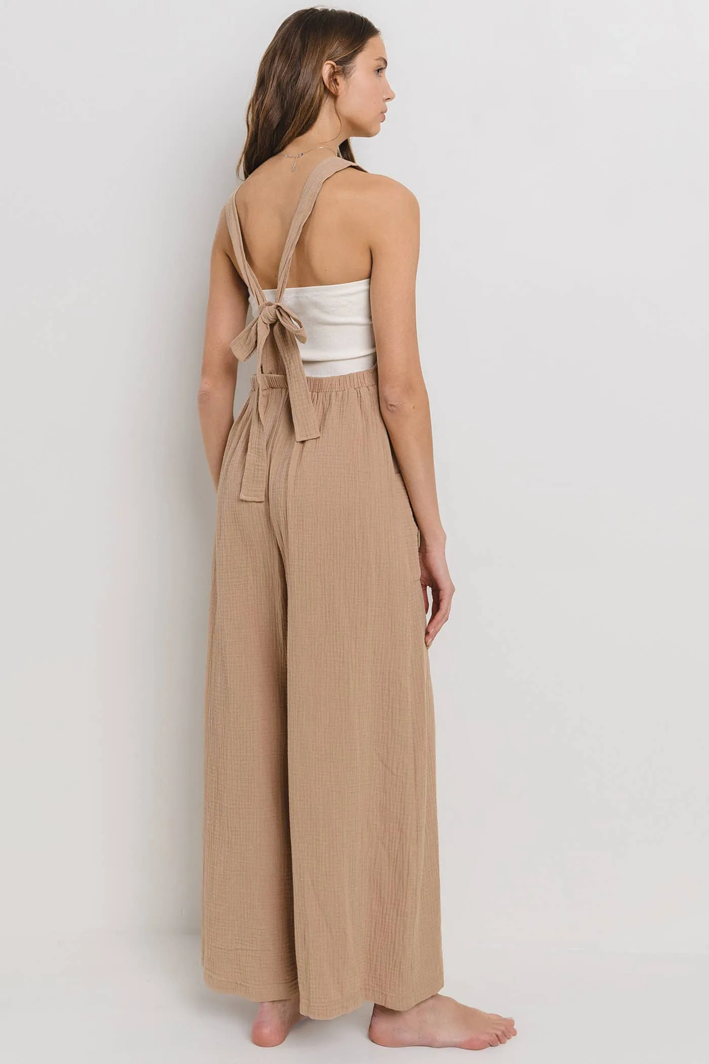 Cotton Gauze Solid Wide leg Jumpsuit