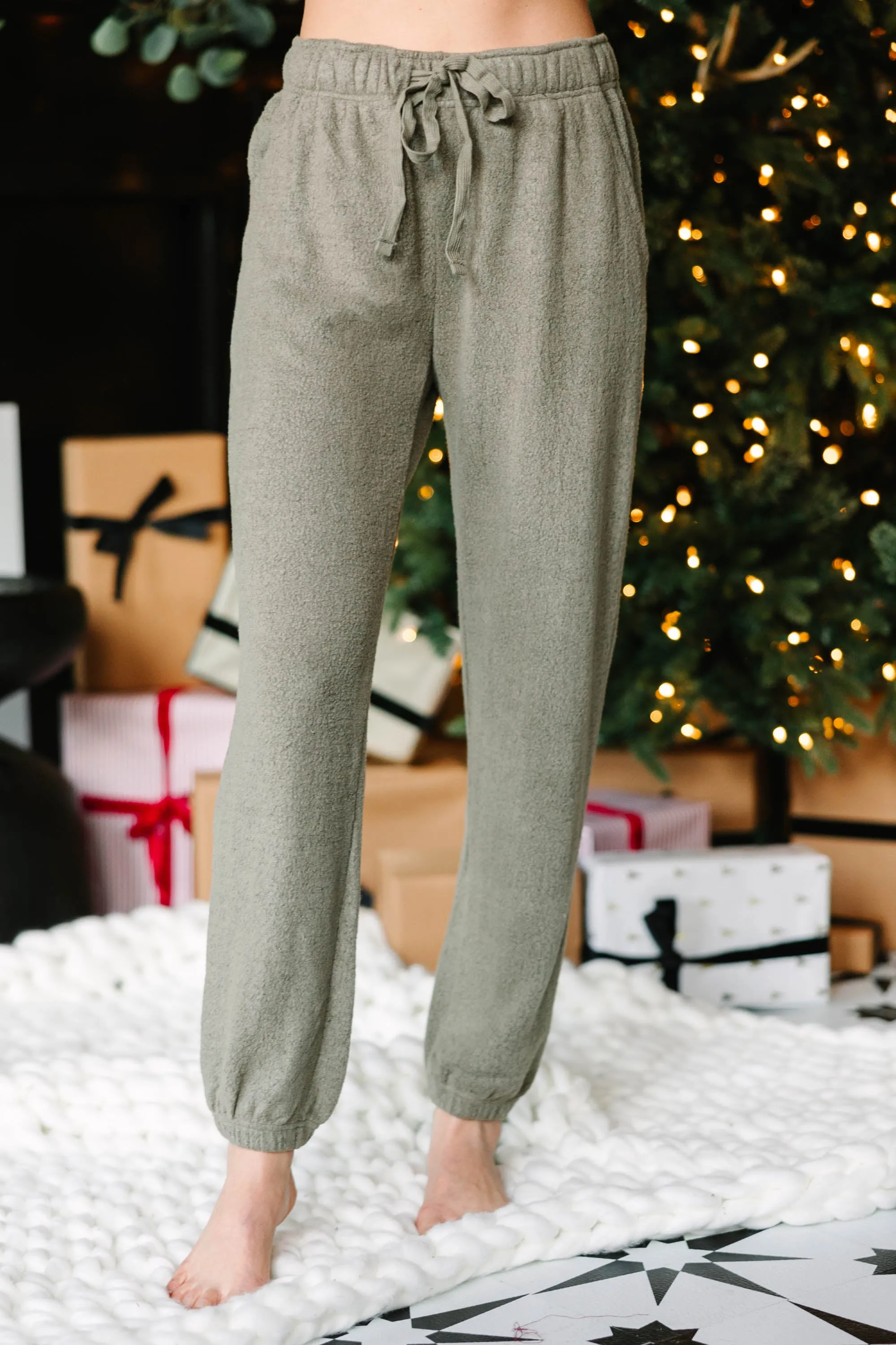 Cozy Habits Olive Green Joggers