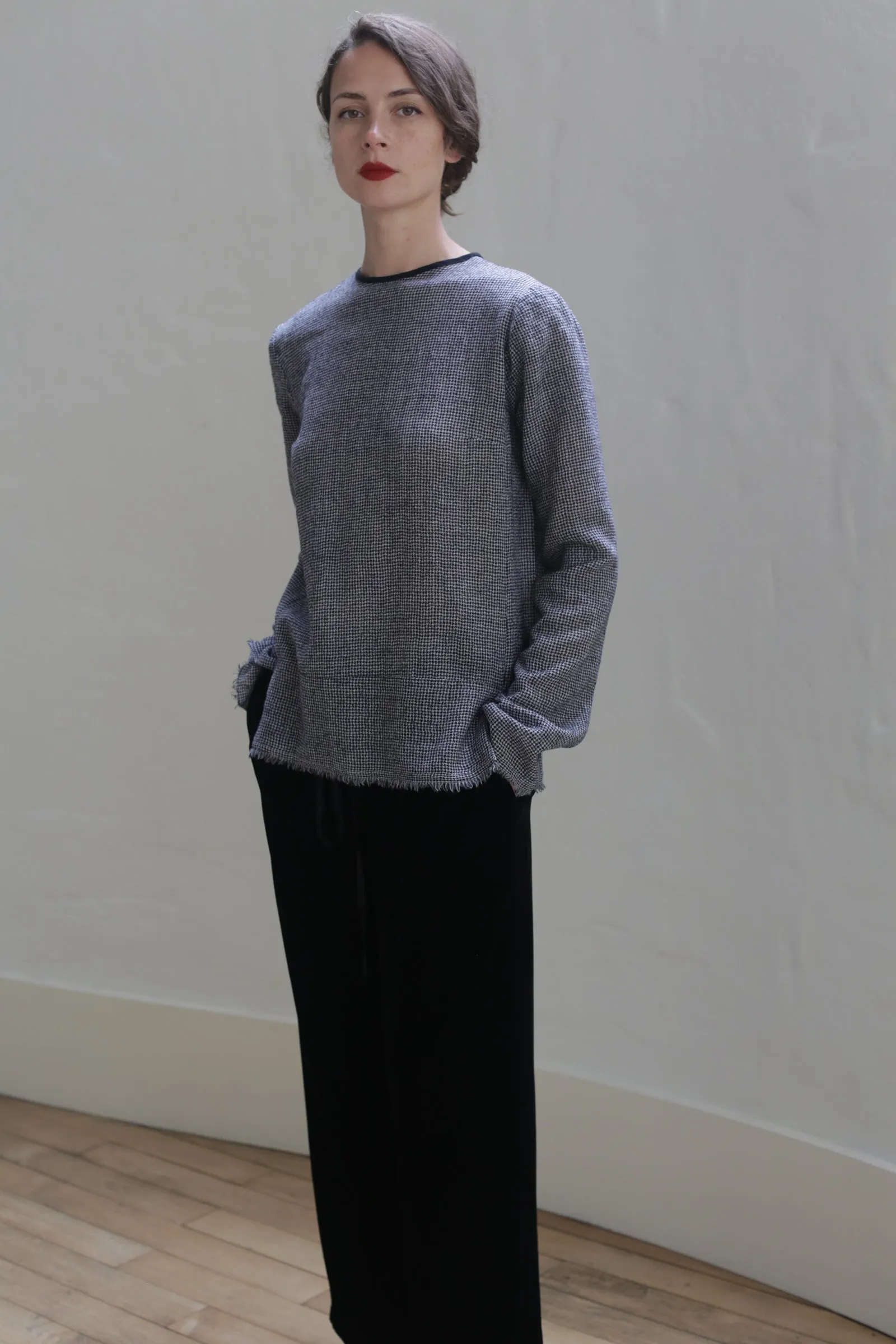 Crewneck shirt - Japanese Wool Gauze | BW Houndstooth