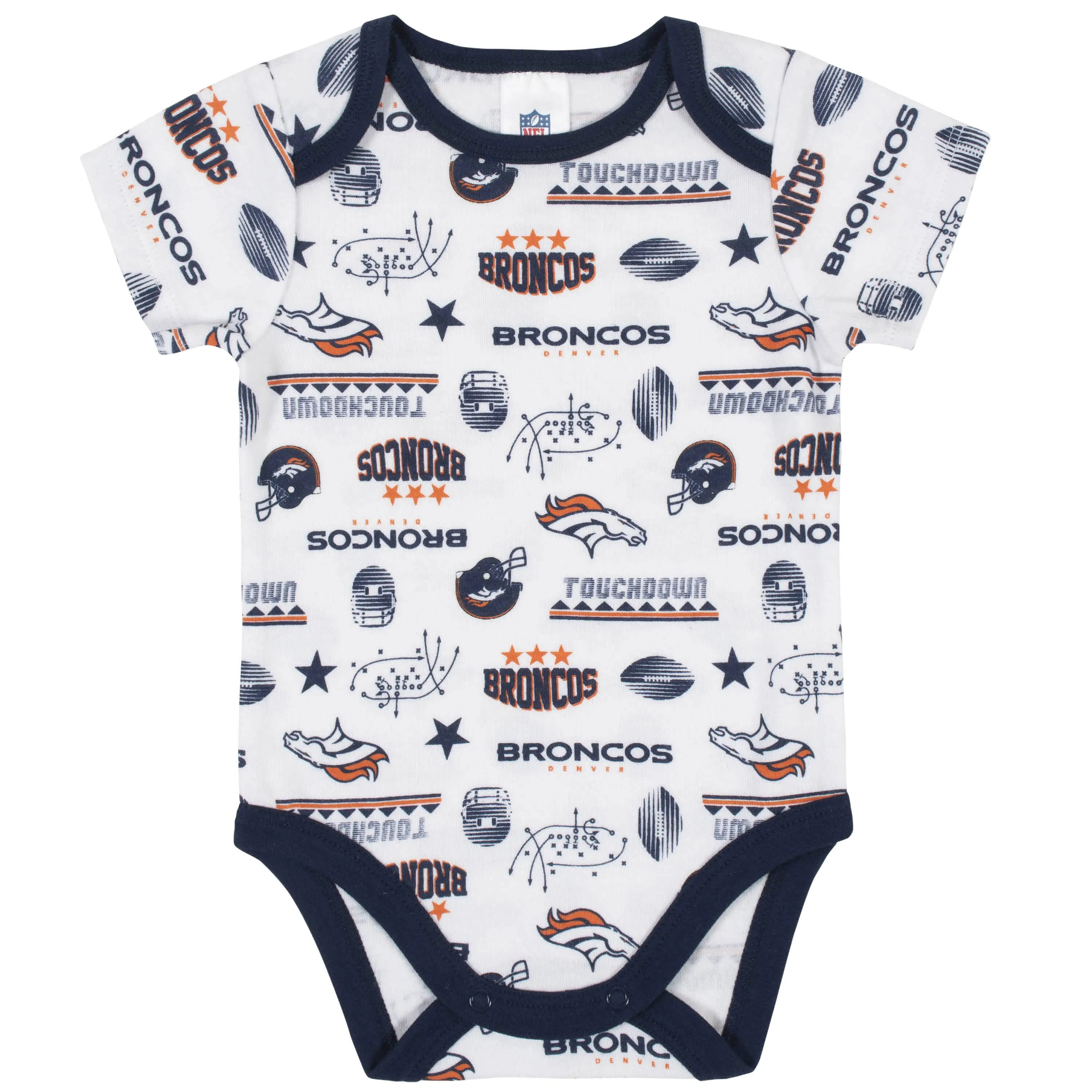 Denver Broncos 3-Piece Baby Boys Bodysuit, Bib, and Cap Set