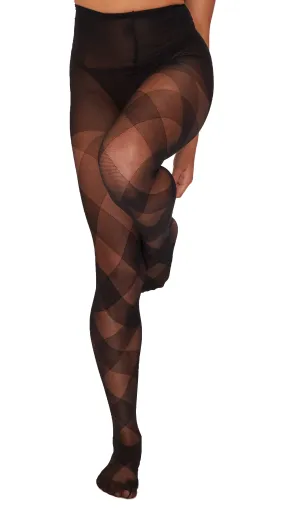 Diagonal Check Sheer Tights