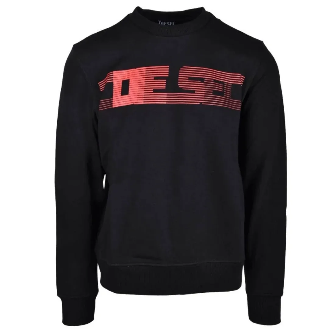 Diesel Striped Logo Black Sweatshirt