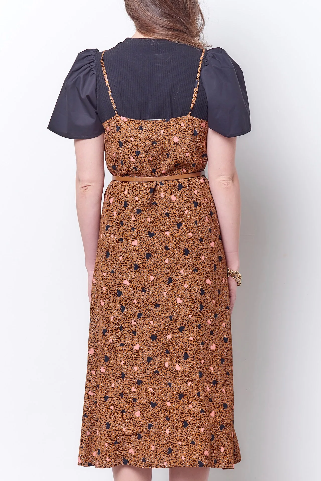 DITA Button Front Slip Dress - Leopard/Heart