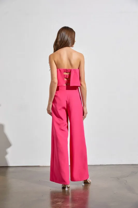 Effortless Strapless Hot Pink Jumpsuit