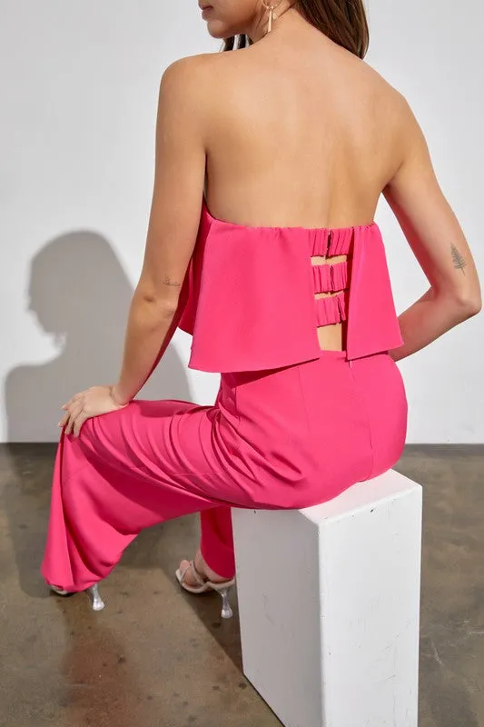 Effortless Strapless Hot Pink Jumpsuit