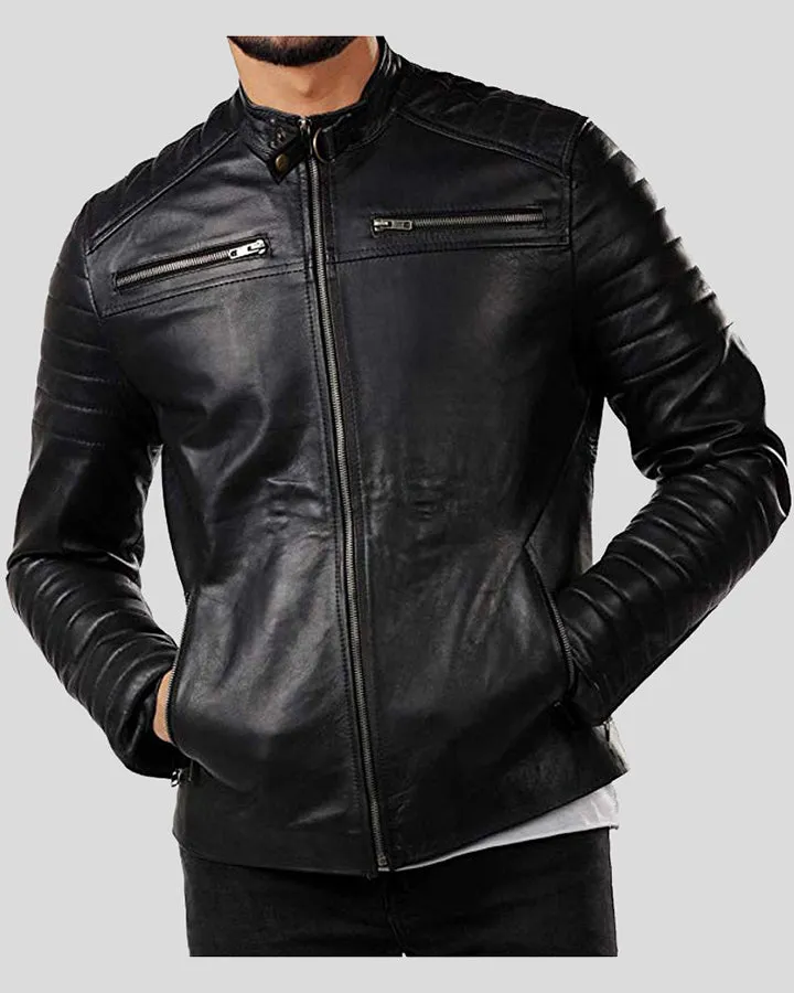 Elon Black Motorcycle Leather Jacket