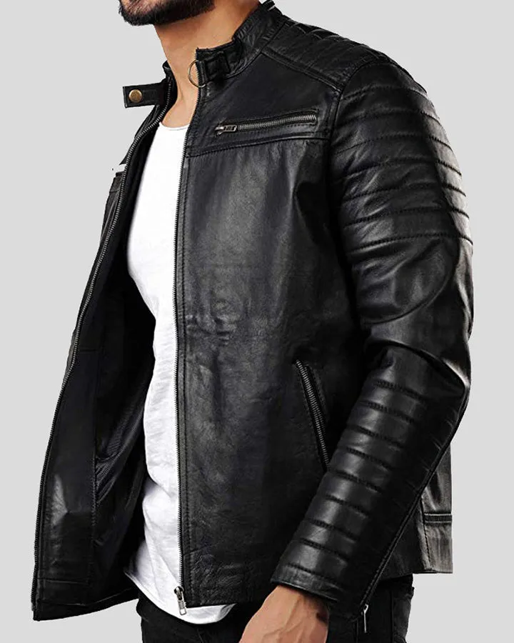 Elon Black Motorcycle Leather Jacket