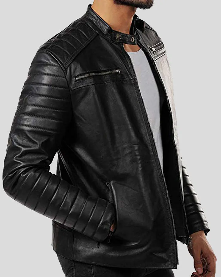 Elon Black Motorcycle Leather Jacket