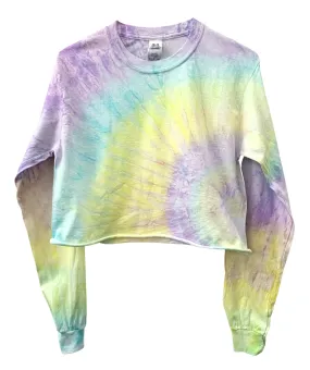 Ethereal Pastel Tie-Dye Cropped Long Sleeve Unisex Tee