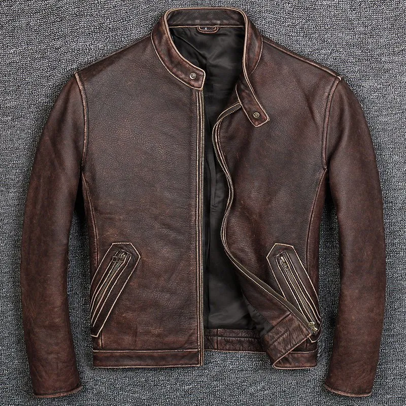 First Layer Cowhide Leather Jacket