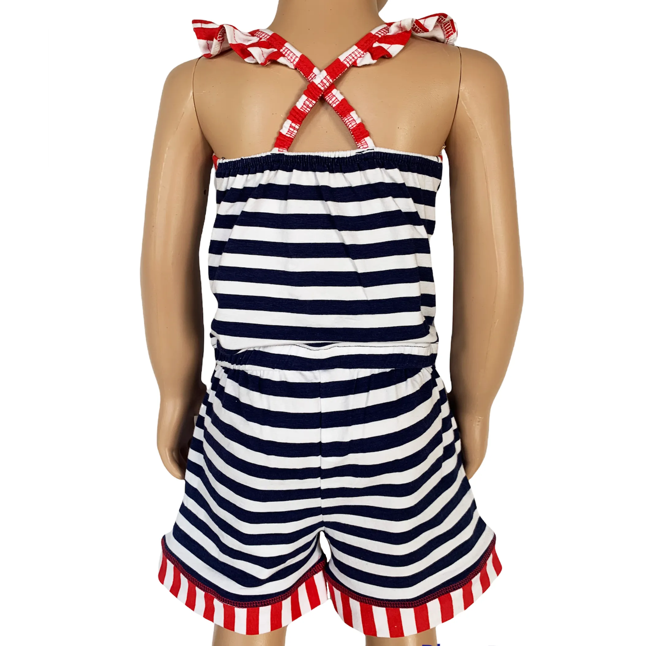 Girls Anchors Away Nautical Jumpsuit